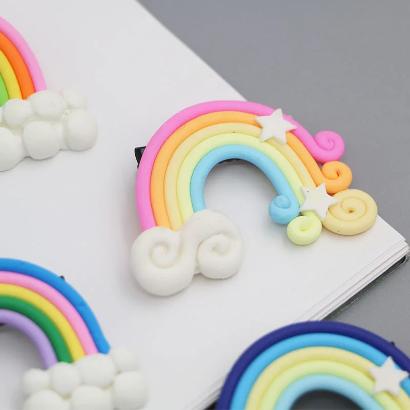 Полимерная глина заколки для девочек мультфильм леденец Радуга Конфеты Diy волос