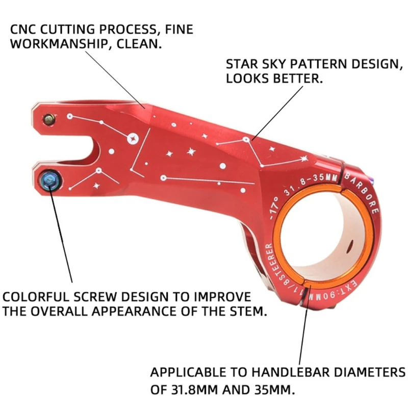 

MTB Bicycle Stem -17 Degree Ultralight CNC Aluminum Alloy Road Bike 31.8/35mm Handlebar Stem