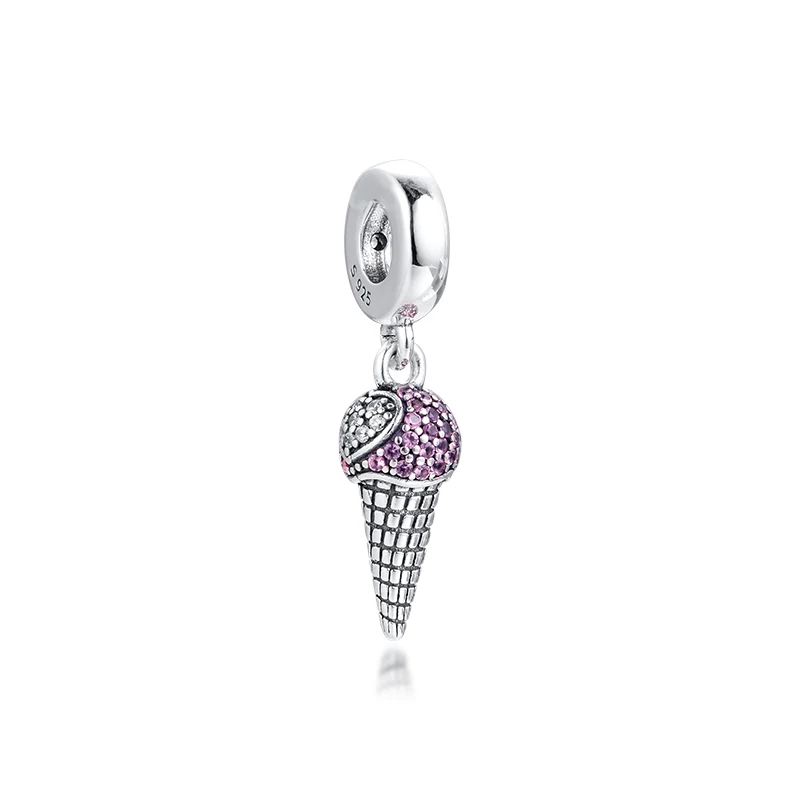 Pave Ice Cream Cone Dangle Charm Fits Sterling Silver Jewelry Charms Bracelets For Woman Beads Making | Украшения и аксессуары