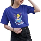Disney Dropship женские футболки с рисунком Золушки с мультяшным принтом удобные летние новые товары ЭТО НЕ ЛЕГКО буквы с круглым вырезом