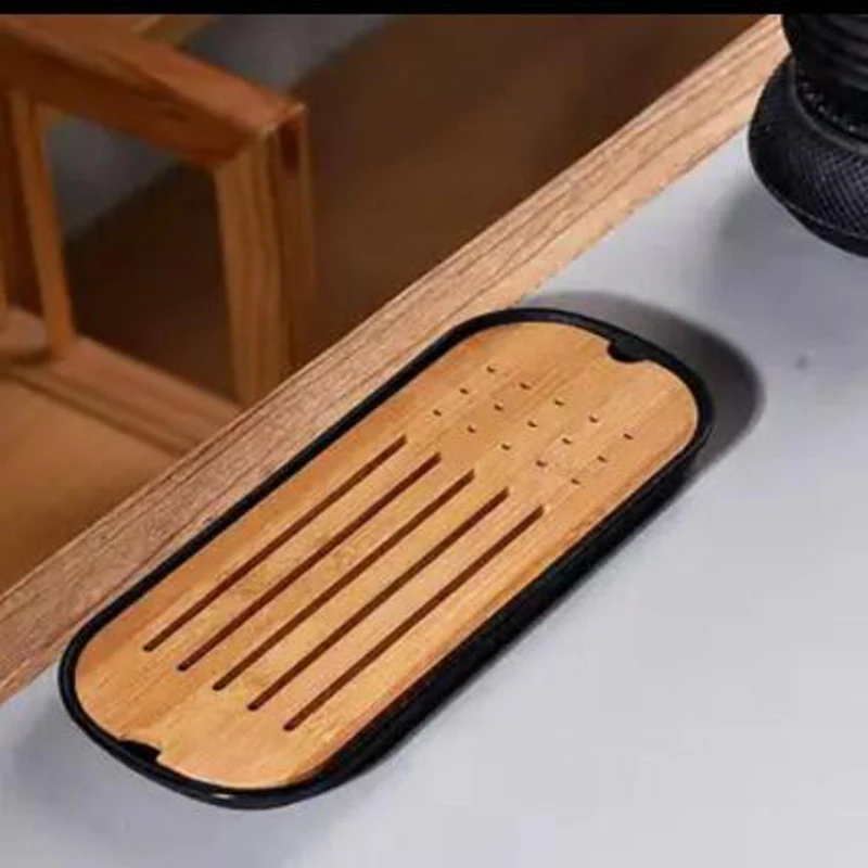 Высококачественный имитация керамики деревянный поднос для чая дренажный набор