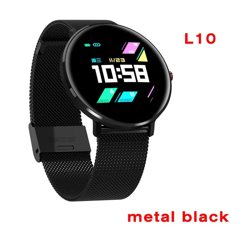 metal black L10 мужские Смарт-часы IP68 Водонепроницаемые Смарт-часы ЭКГ сердечный ритм кровяное давление фитнес-трекер Bluetooth наручные часы VS L5 L8 часы - Цвет: metal black