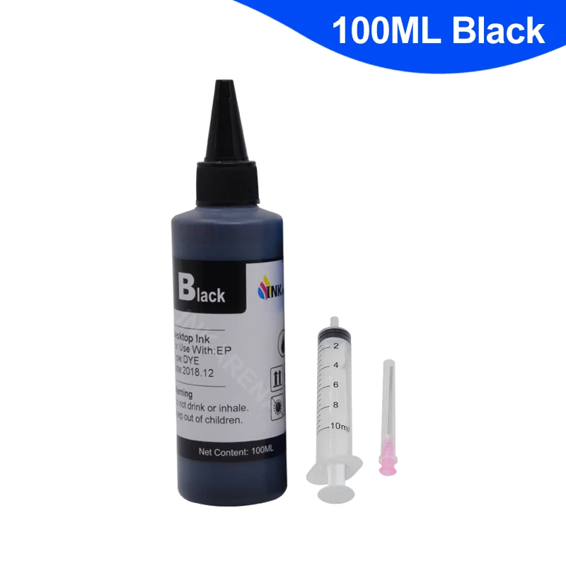 Black Color 100 мл флакон принтер набор для наполнения чернил для Canon hp Картридж Brother для Epson многоразовые картриджи ciss система беспрерывной подачи чернил - Цвет: Black Color