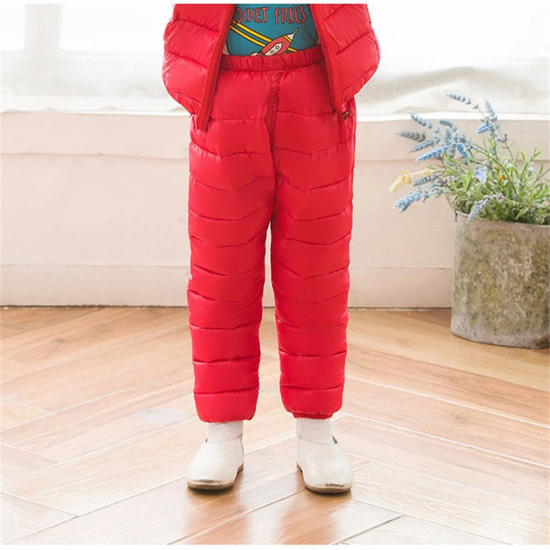 Зимние штаны для девочек и мальчиков теплая одежда детей Детские плотные брюки с