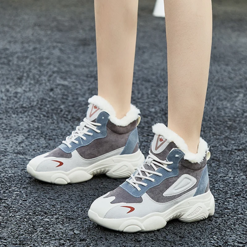

Snow Boots Leather Women Winter 2021 New Plus Velvet Lightweight Warm Casual Sports Short Boots