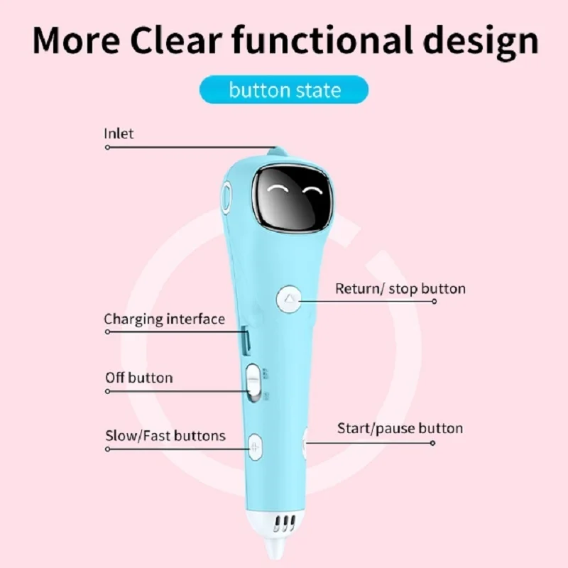 

2021 New Low Temperature 3D Printing Pen Includes 20 Colors 100 Meters 1.75mm PCL Filament 3D Printer Pens For Kids Gifts