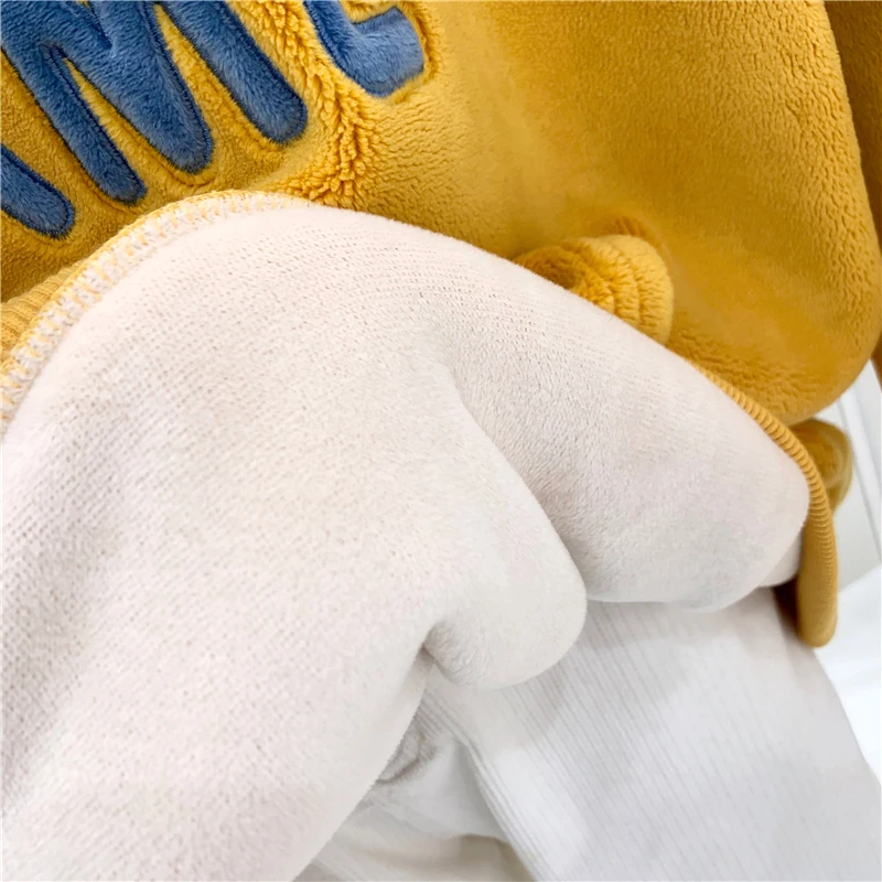 

2021 Winter New Double Side Velvet Letter Embroidery Loose Warm Velvet Hoodie Coat Women's Casual Fleece Hooded Sweatshirt