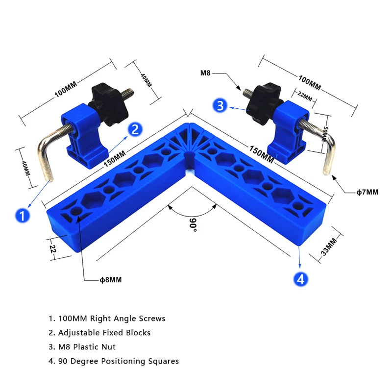 

Angle Clamp Corner Clamp Woodworking Measuring Tool Ruler for Picture Frame Box Cabinets Drawers 5.9"x 5.9