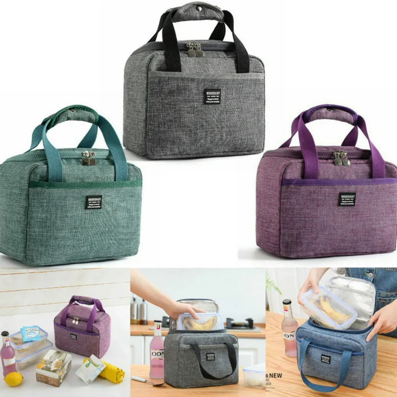 

Portable Lunch Bag New Thermal Insulated Lunch Box Tote Cooler Handbag Bento Pouch Dinner Container School Food Storage Bags