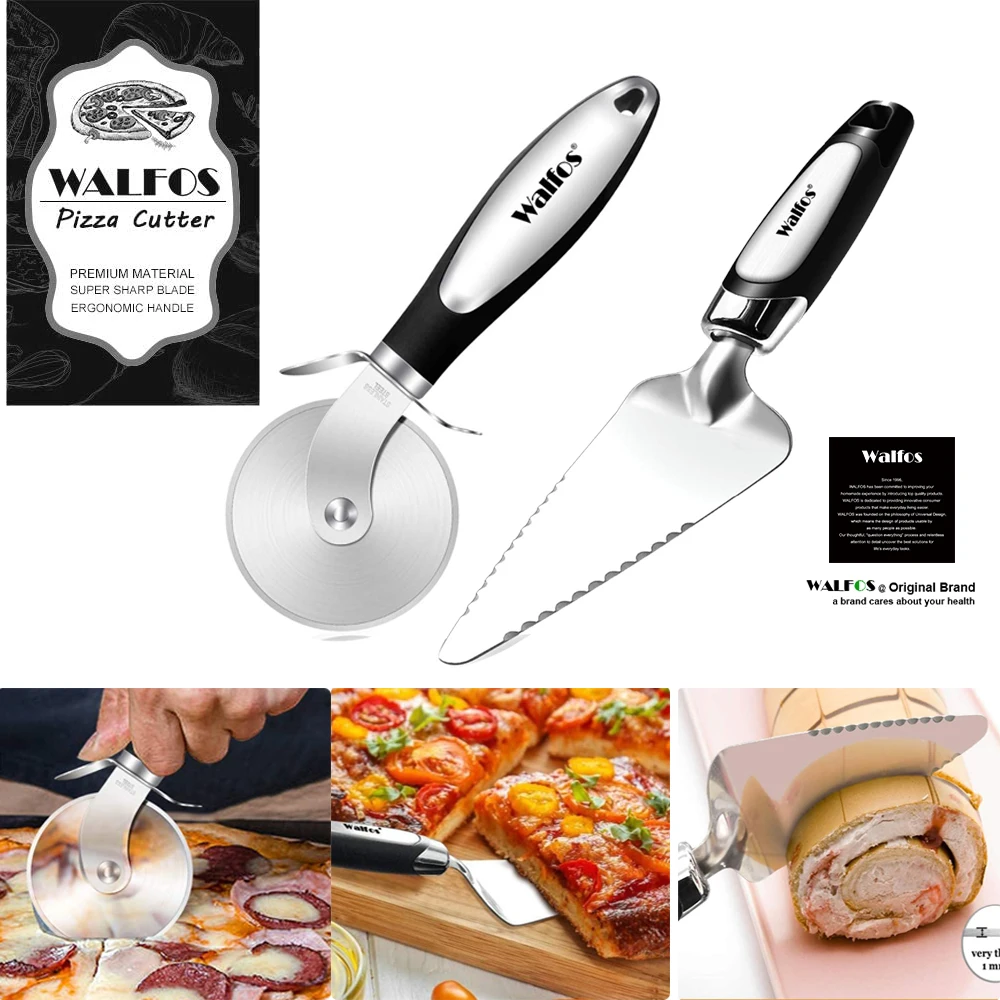 WALFOS-cortador de Pizza de acero inoxidable, cuchillo para pasteles, pan, Pizza, masa de pastelería, ruedas de cocina para el hogar, herramientas de cocina