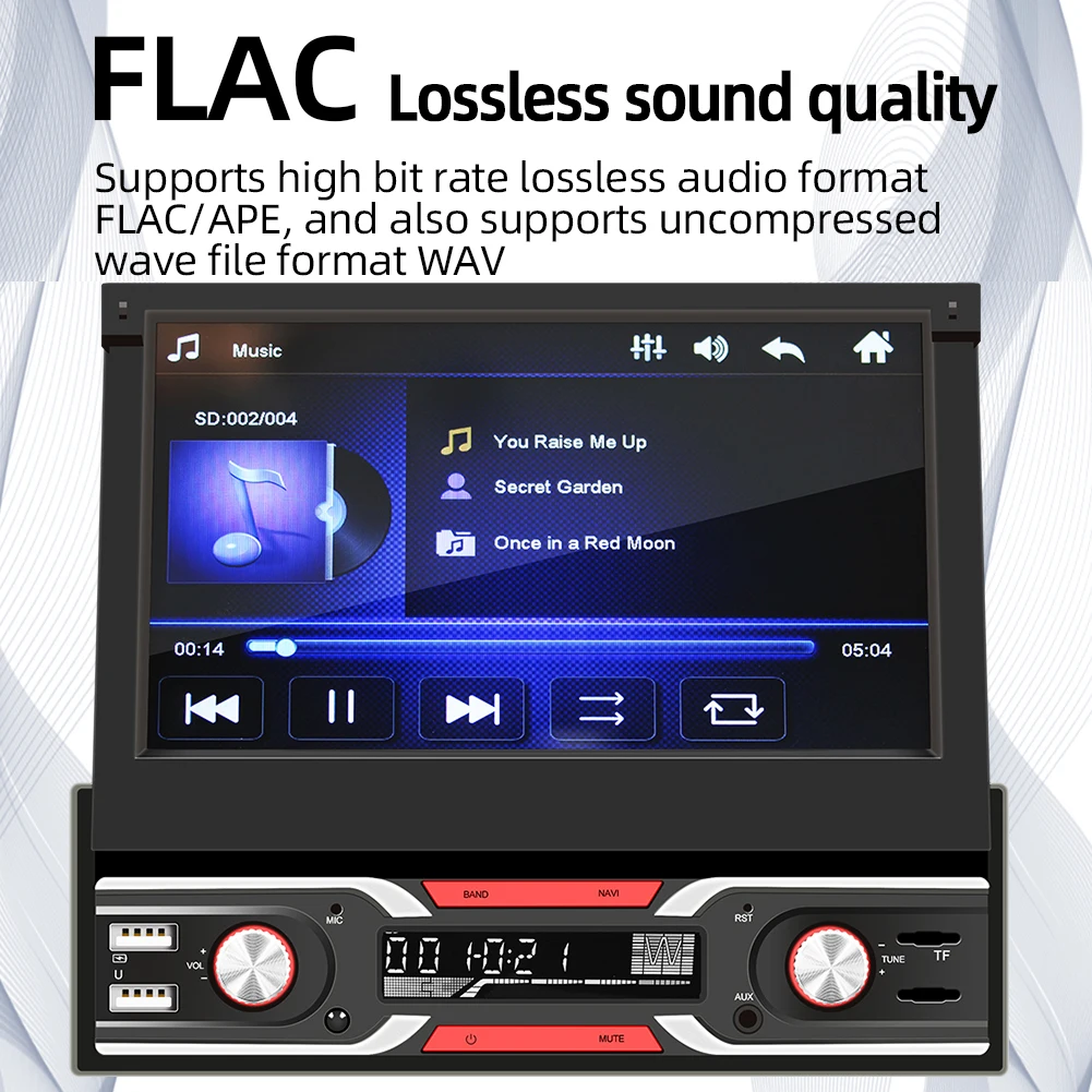 

Car Radio Multimedia Video Player 7 inch Retractable Display GPS Bluetooth USB TF Card AUX Input Auto Stereo Inport MP5 Player