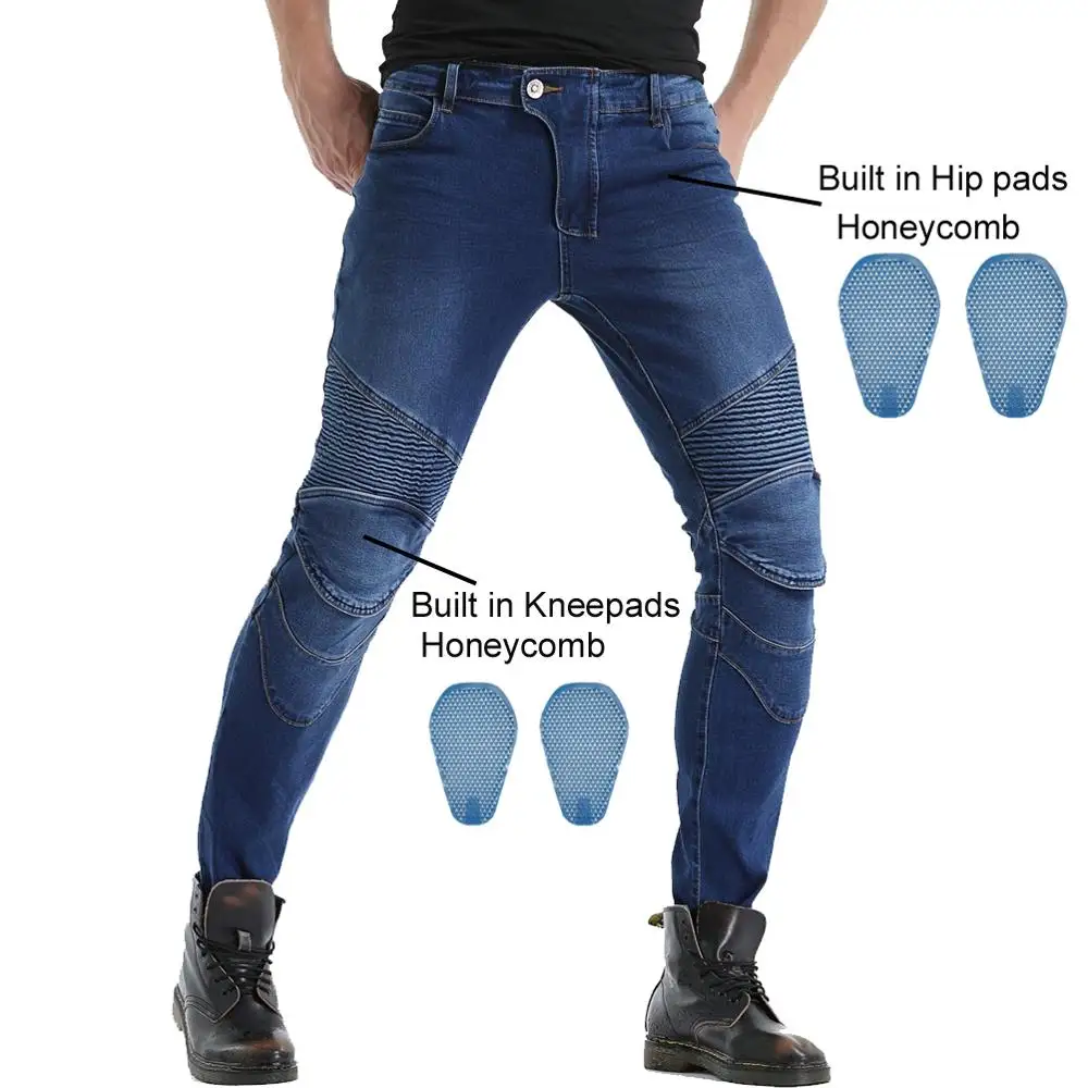 Водонепроницаемые мужские мотоциклетные джинсы для езды 4 X CE Armor Silica Gel Honeycomb
