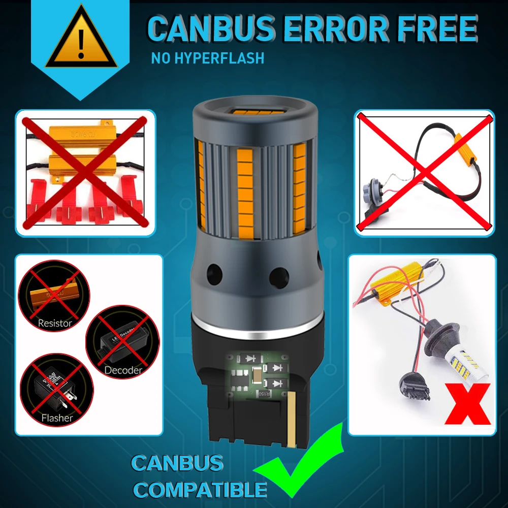 Светодиодсветодиодный лампа указателя поворота Canbus W21W 7440 T20 2 шт. | Автомобили и