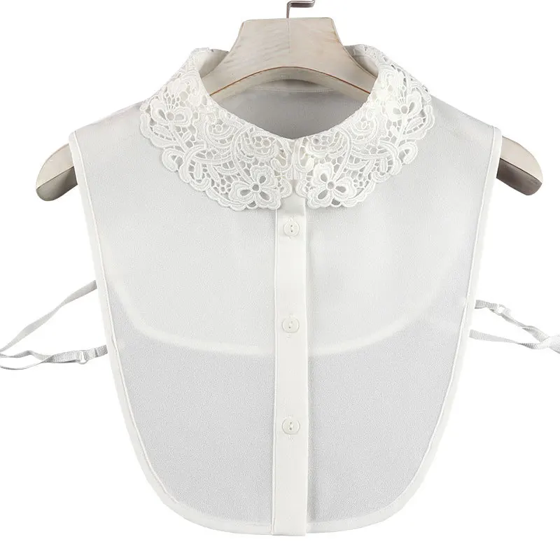 Linbaiway Женский шифоновый накладной воротник белый отворот съемная пуговица