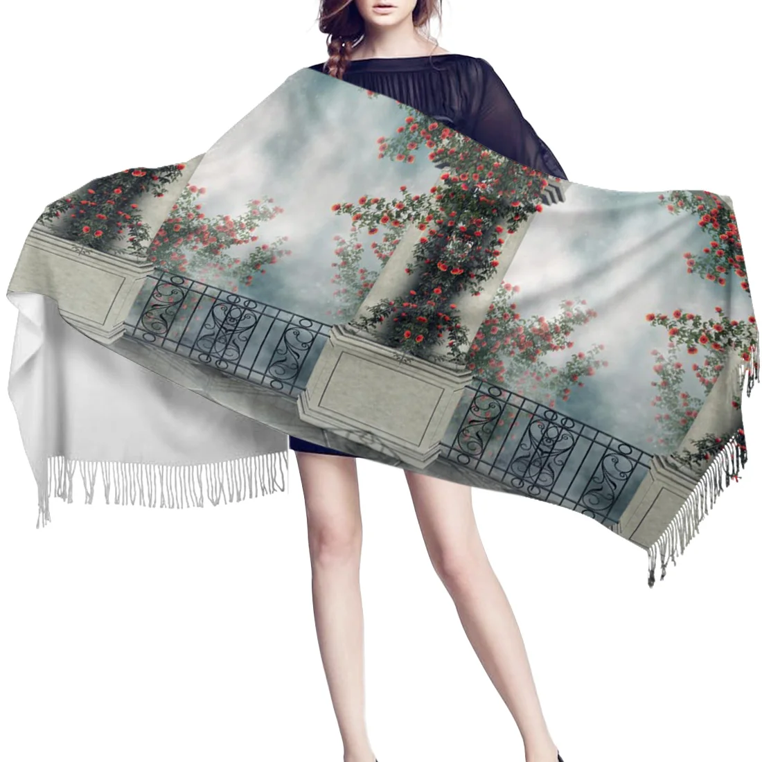 Balcony Roses Vine шарф унисекс толстые теплые зимние шарфы кашемировый Повседневный