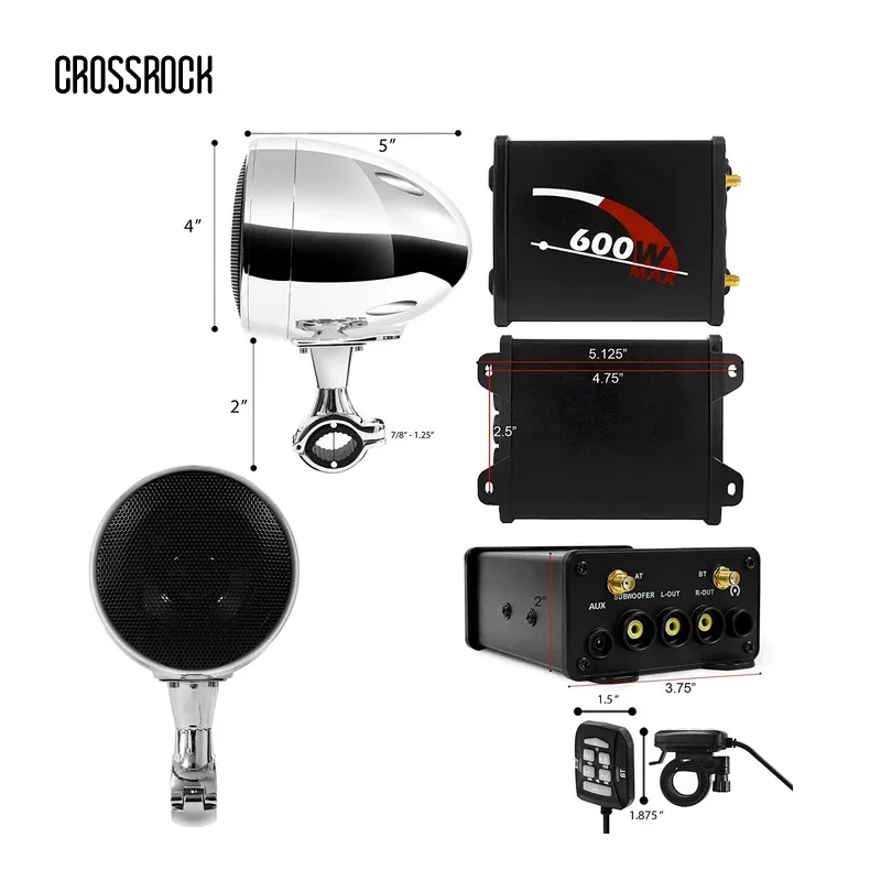 600 Вт Amp Bluetooth водонепроницаемый ATV UTV RZR мотор стерео 2 колонки аудио FM AUX |