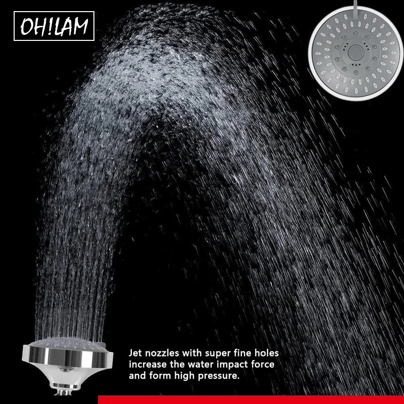 high pressure fixed shower head 5 setting bathroom showerhead 4 inch high flow shower head adjustable metal swivel ball joint free global shipping