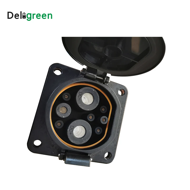 

EVSE DC EV 80A 125A 200A 250A Car Side DC Female Socket with 1M cable For Electric Car Vehicle Charging 4 Point Fixing