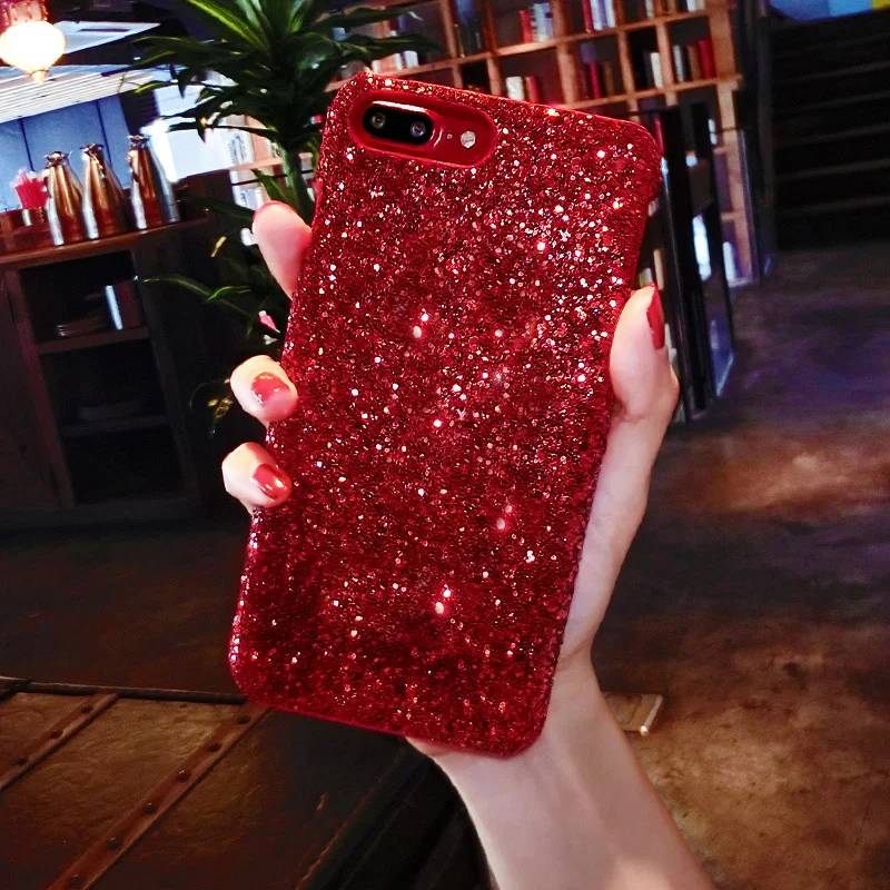 Роскошные блестящие чехлы с сияющей пудрой для iPhone 11 Pro Max XR X XS MAX 6 6S 7 Plus 8plus Жесткий