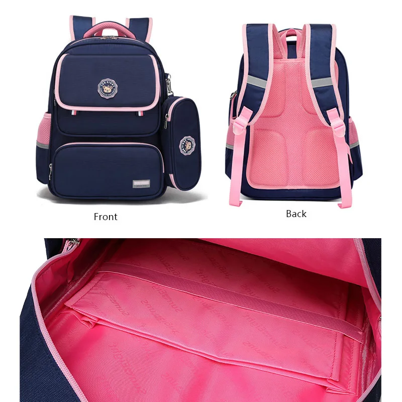 SUN EIGHT Orthopedic Primary School Bags For Girls Waterproof  Pink Children Backpack New Class With Pencil Box