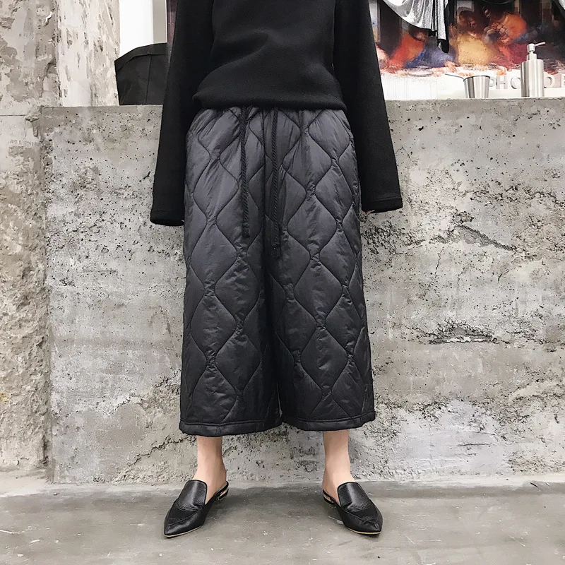 

Thick Quilted Culottes Men's Casual Plus Cotton Pants Wide Tube Wide Leg Pants Fat Legs Trousers Men Clothes 2020 Streetwear