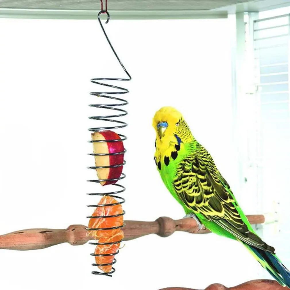 Parrot Water Fruit Basket Birds Fruit Vegetable Rack Food Pendant For Parakeet Stainless Steel Feeding Device Birds Cage Feeder