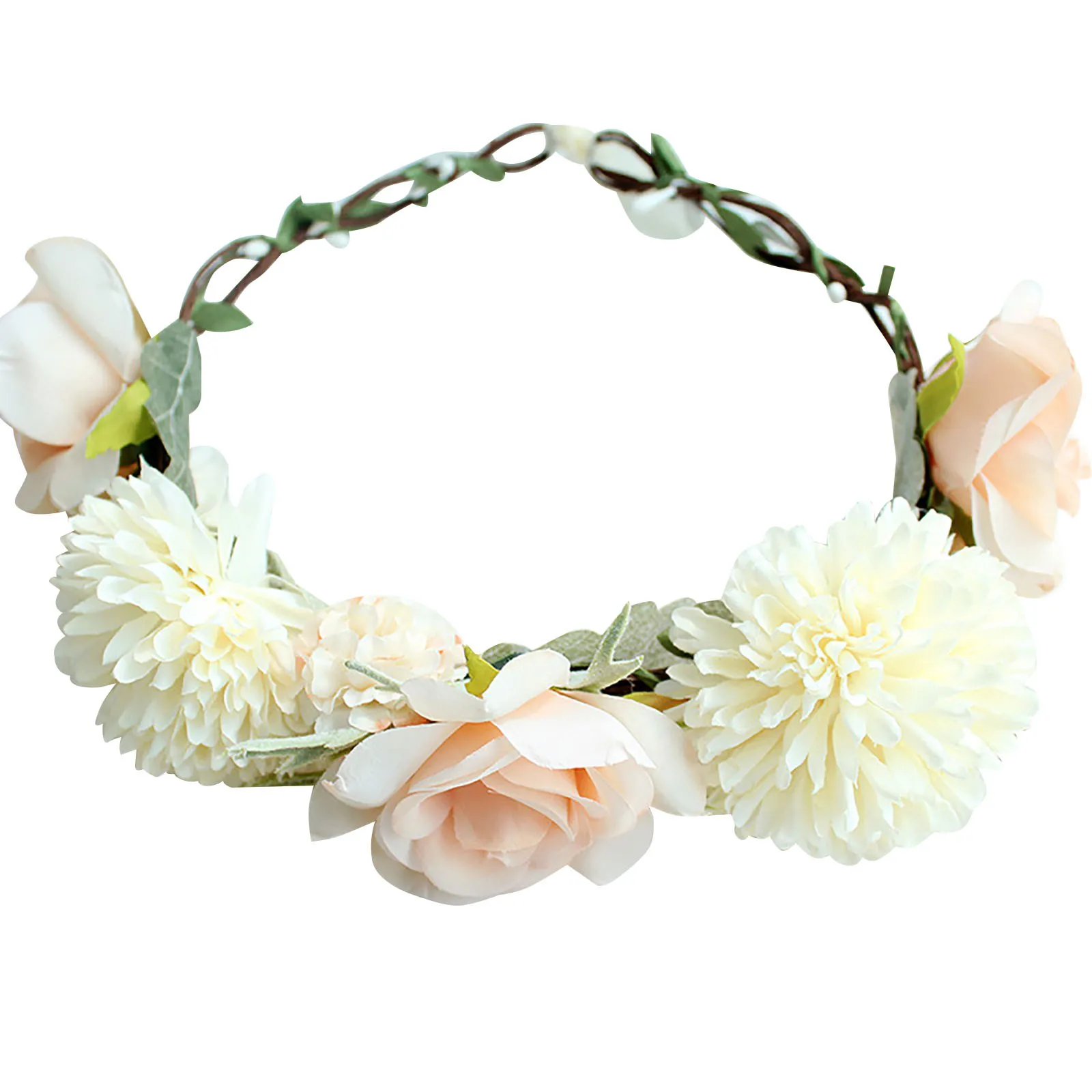 

2PC Women Flower Hair Garland Crown Headband Floral Wreath Hairband hair accessories flowers diademas para el pelo mujer