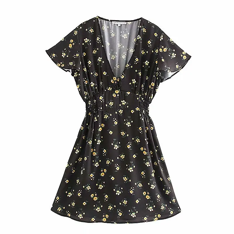 Новинка женское французское элегантное мини платье с v образным вырезом