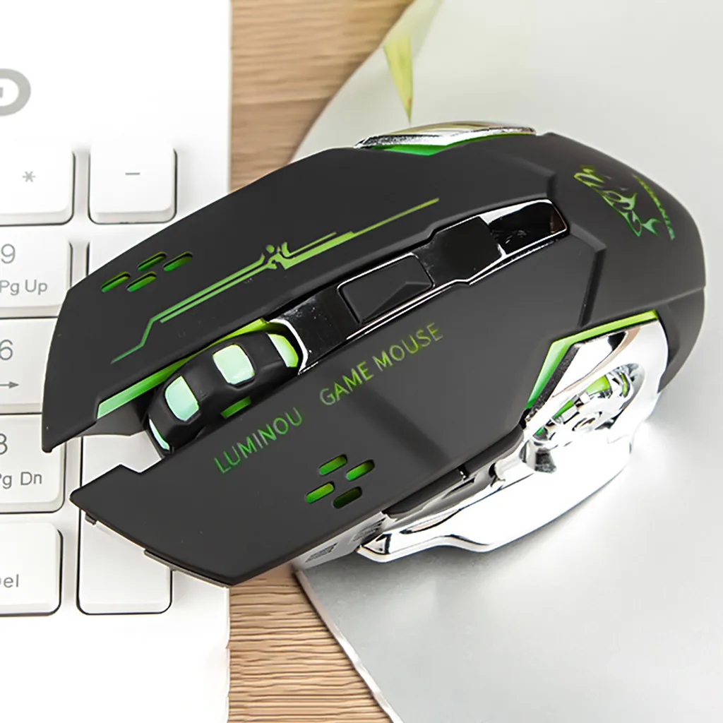 Rechargeable 2.4Ghz Wireless Mouse Silent Illuminated Mechanical Mouse USB Gaming Mouses 2400dpi 7 Colors Raton Inalambrico