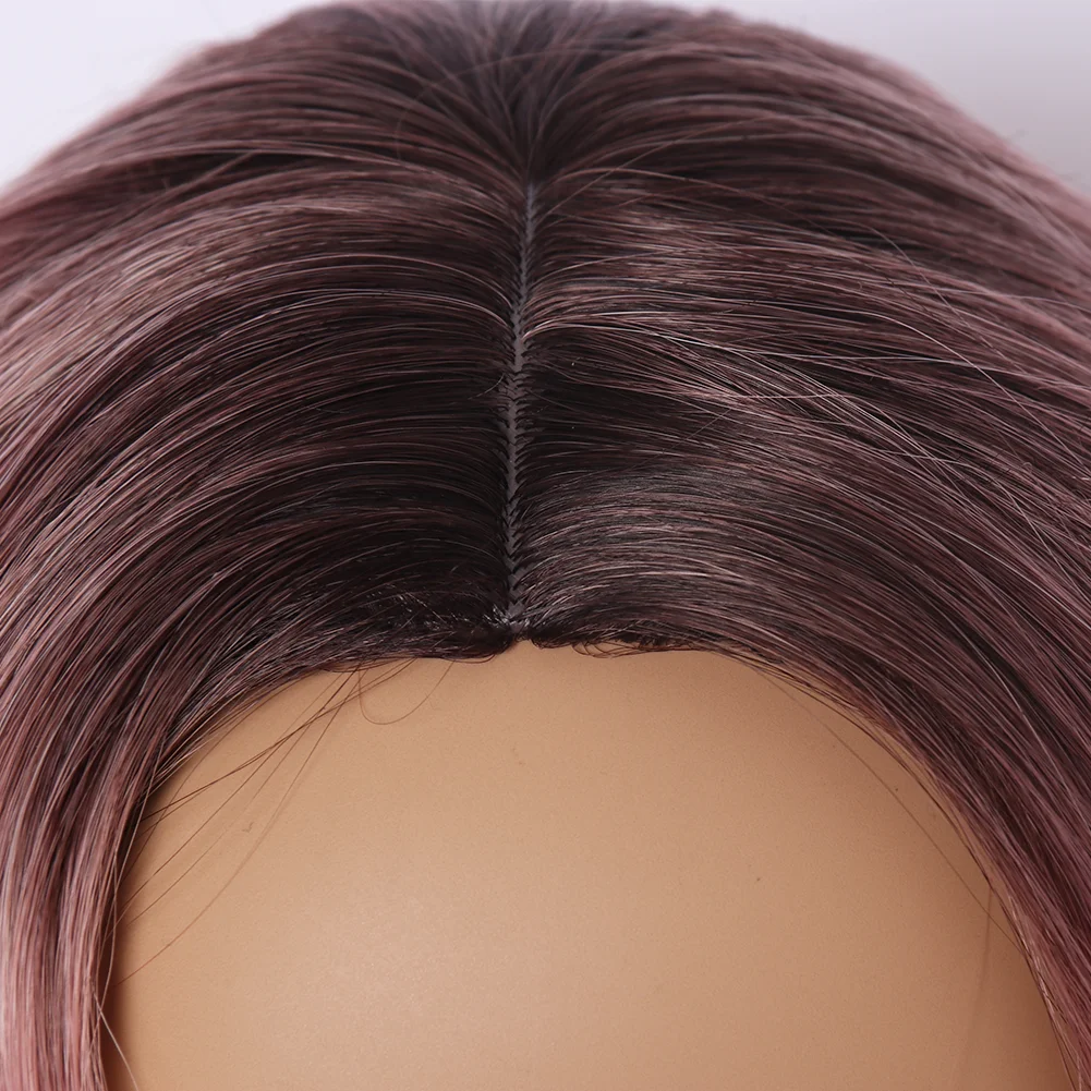 

kryssma Wig For Women Cosplay Colorful Fiber Hair Wigs High Temperature Long Wavy Dark Root Ombre Pink synthetic wigs