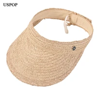 uspop new women sun hats natural raffia straw hats female adjustable summer hats without crown