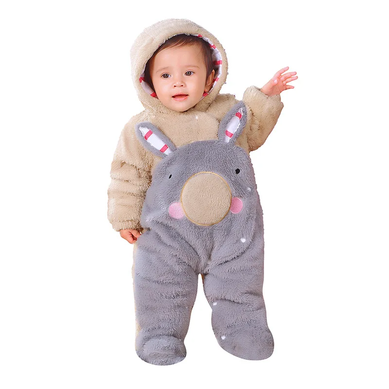 Baby winter clothes suit christmas plush baby onesie Girl boys Ha Yi panda rabbit penguin animal costume Hooded newborn jumpsuit | Детская