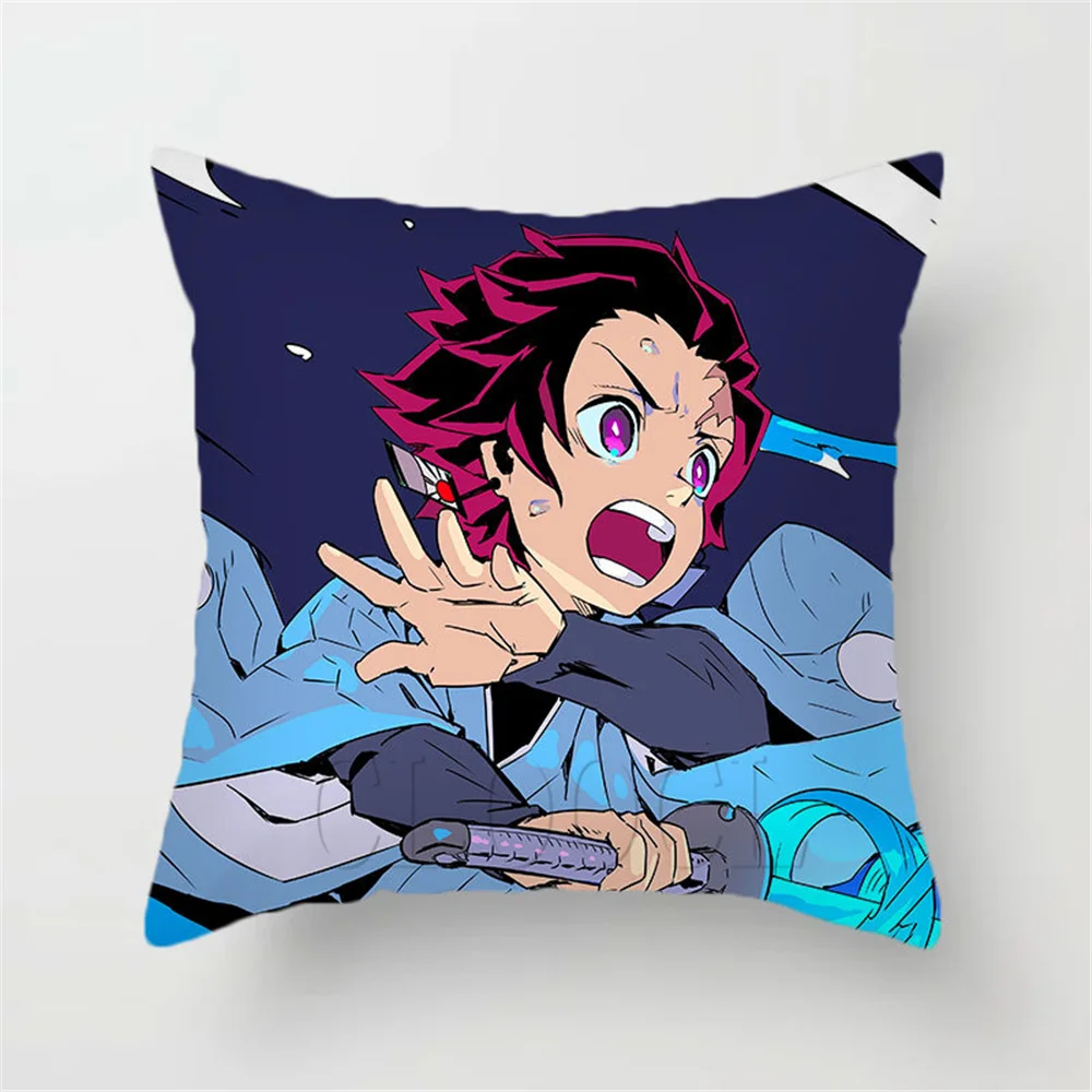 

Cartoon Anime Demon Slayer Pillow Case for Home Decorative Sofa Car Office Travel Kimetsu No Yaiba Printed Throw Pillowcase