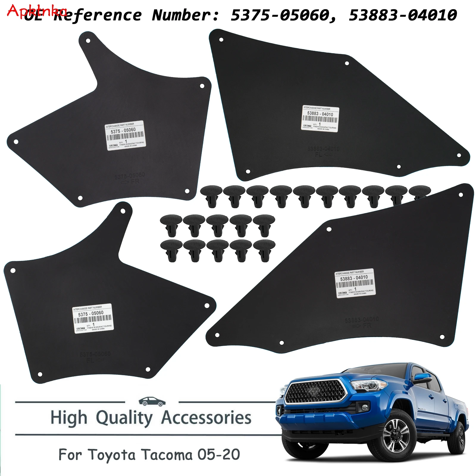 

Apktnka Fender Liners Splash Shield For Toyota Tacoma 2005-2020 Apron Seal Mud Flaps Mudflaps Mudguards Guards Skirt W/Clips