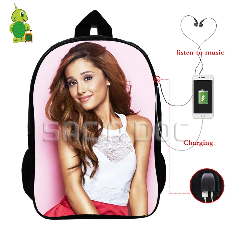 Ariana большая сумка-рюкзак знаменитая звезда Многофункциональный usb зарядка Разъем для наушников школьные сумки для подростков женщин мужчин повседневные дорожные сумки - Цвет: 10