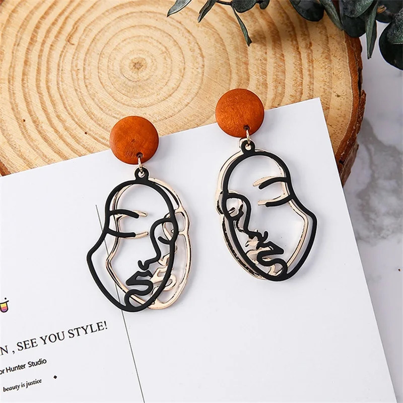 Винтажные металлические двухслойные серьги-подвески в стиле панк из сплава |