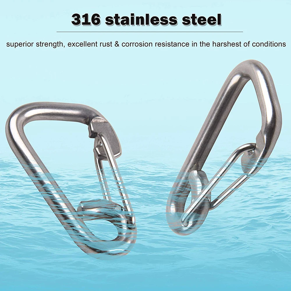 5Pcs 316 Stainless Steel Climbing Carabiner Multifunctional Spring Snap Quick Link Lock Ring Hook | Спорт и развлечения