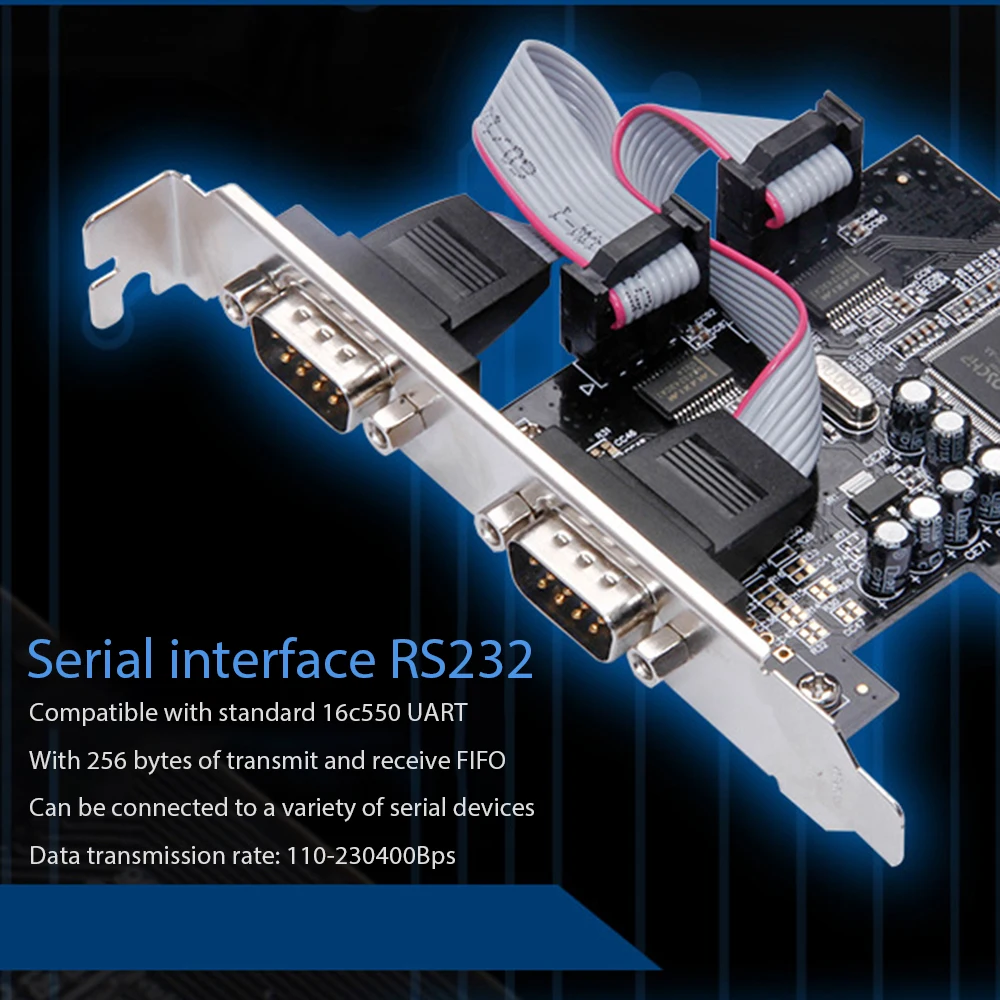 Pcie до двух последовательных Порты RS232 Интерфейс промышленный Управление