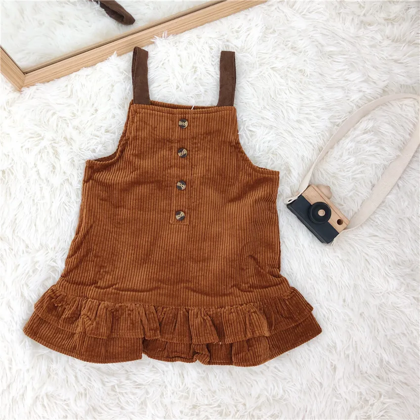 2019 Autumn Winter Toddler Girls Strap Dresse Corduroy Cotton Ruffles Princess Baby Kids Suspeders Dresses Thicken Dress | Детская