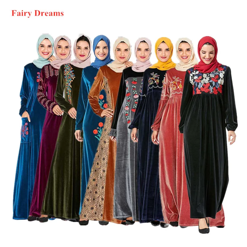 Женская бархатная одежда Abaya Mujer Пакистан Дубай Турция Бангладеш мусульманская с