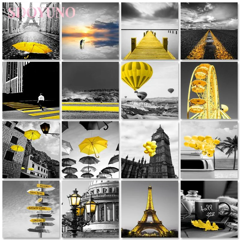 

SDOYUNO 60x75cm Diy Painting By Numbers Kits For Adults Landscape Paint By Numbers Umbrella Modern Wall Art For Home Frame