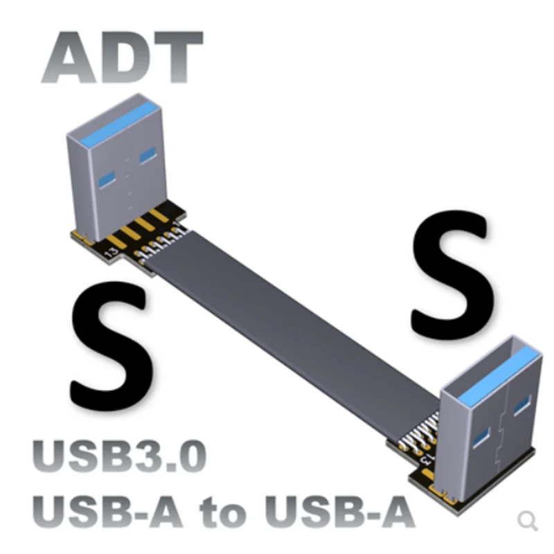 

USB3.0 мужчина к Женский ультра-тонкий передачи плоский провод женский для мужского двойной изгиб 5G/Бит против часовой стрелки на полной скоро...