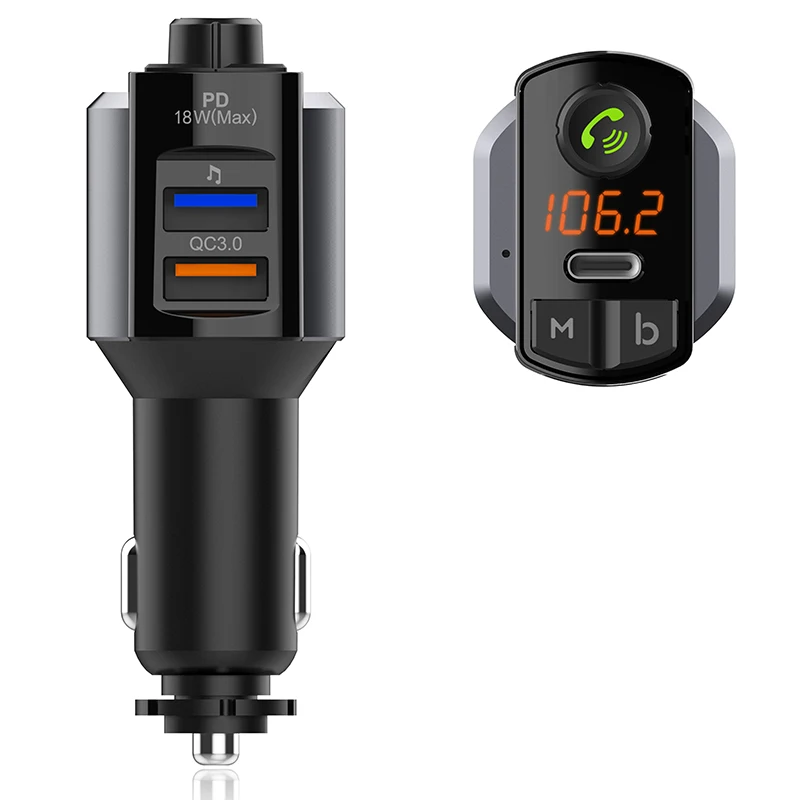 Автомобильное зарядное устройство с Bluetooth QC3.0 + PD18W FM передатчик зарядка