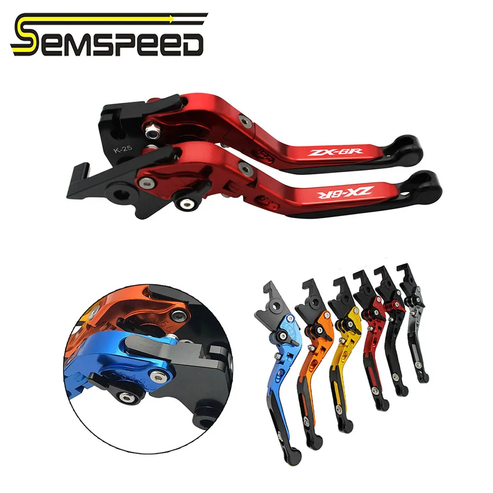 

SEMSPEED ZX-6R logo CNC Motorcycle Adjustable Folding Extendable Brake Clutch Levers For Kawasaki Ninja ZX6R 636 2007 2008-2018
