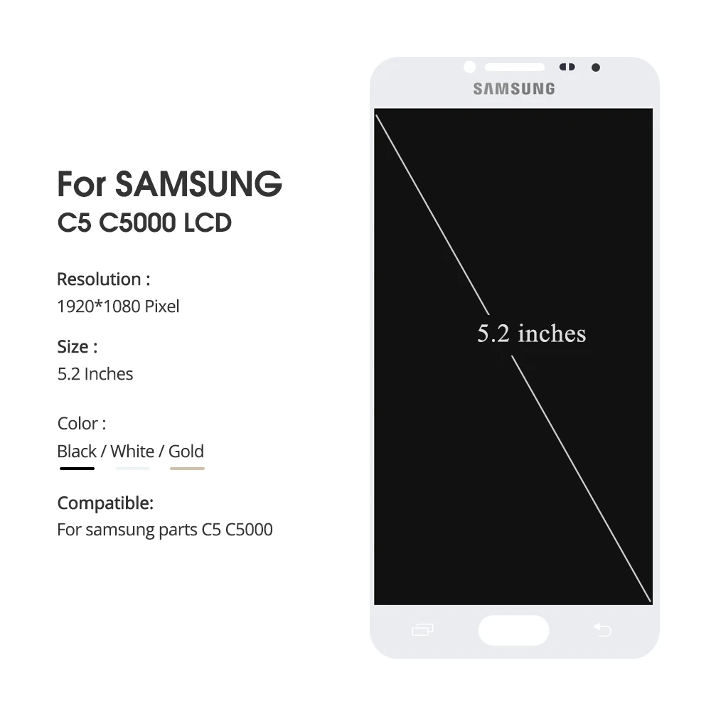 Новинка 5,2 ''Супер Эдо AMOLED ЖК-дисплей для SAMSUNG Galaxy C5 жк-дисплей C5000 ЖК-сенсорный экран дигитайзер Запасные части