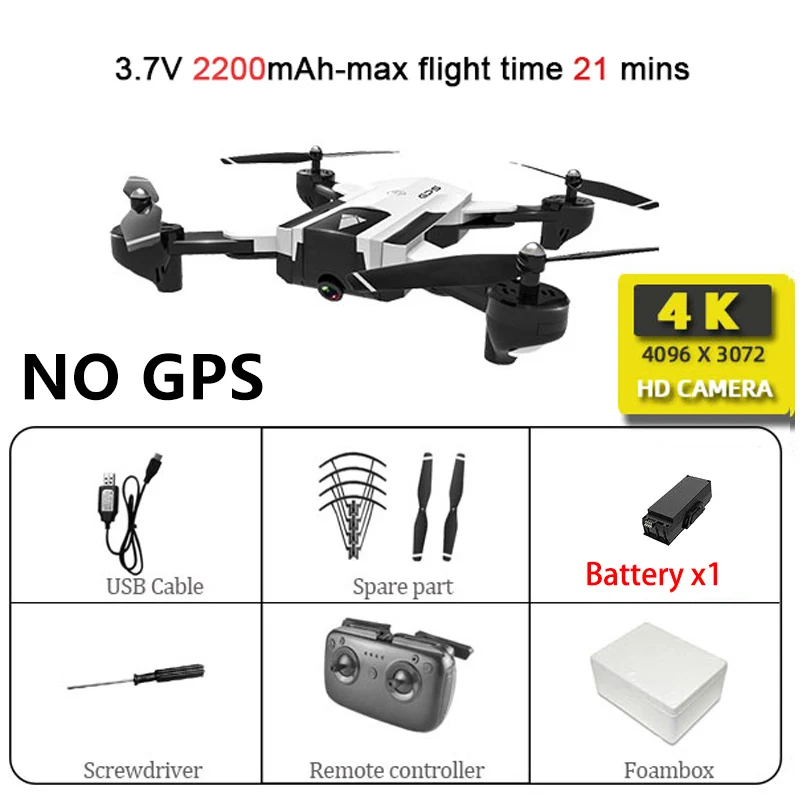 White 4K 1B SG900 Wifi Радиоуправляемый Дрон с 720P 4K HD Двойная камера gps слежение за мной Квадрокоптер FPV Профессиональный беспилотник долгий срок службы батареи игрушка для детей - Цвет: White 4K 1B