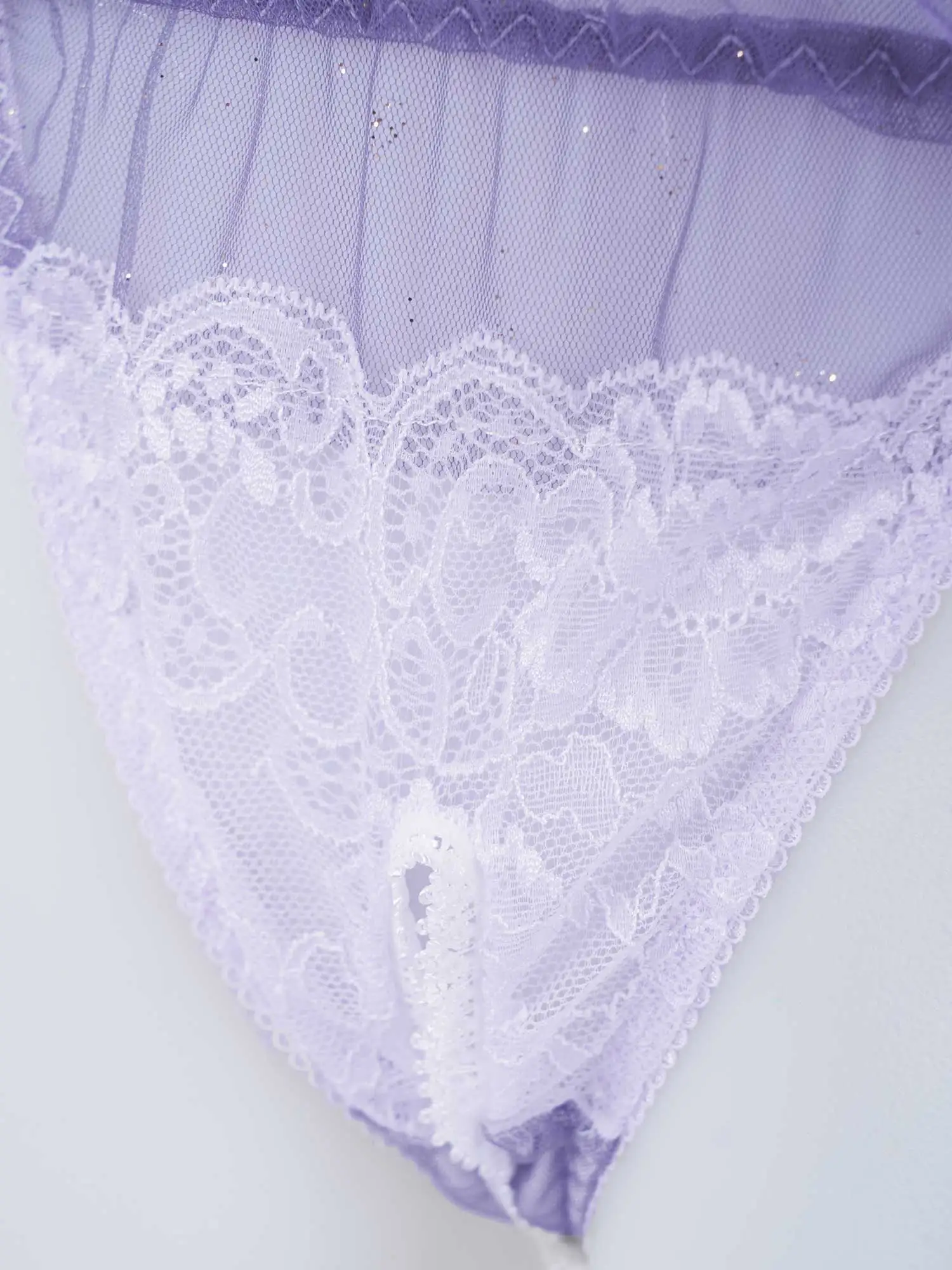 

TiaoBug Women Low Rise Crotchless Lace Panties Bowknot Elastic Waistband Skirted Briefs Underpants Underwear