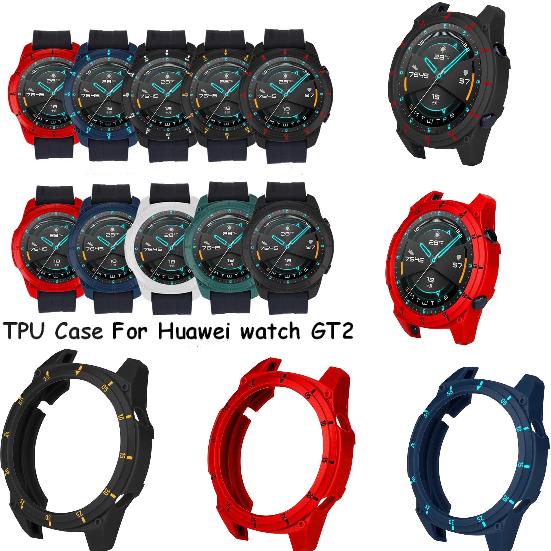 Ультратонкий защитный чехол из ТПУ для Huawei watch GT2 Band рамка поликарбоната GT 2 46 мм|band