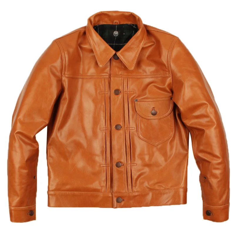 

classic Free shipping.Brand 506 oil cowskin coat,man's 100% genuine leather Jackets,fashion men's slim japan style jacket