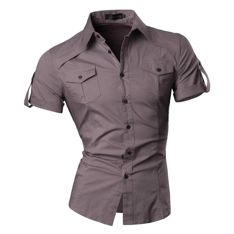 

2021 denim men's summer short-sleeved casual dress shirt fashion